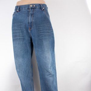 Coogi Jeans Relaxed Straight 38 (37 X 33) Men's Denim Jeans Medium Wash Zip Fly